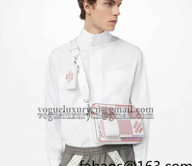 Louis Vuitton Men's Trio Messenger Bag in White Damier Spray Leather M20665 2022