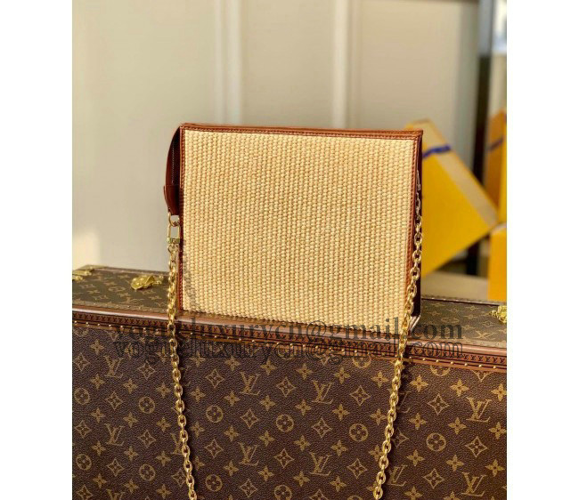 Louis Vuitton Raffia Toiletry Pouch on Chain M81366 Caramel Brown 2022