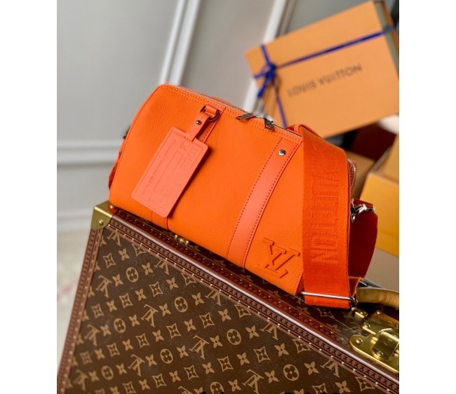 Louis Vuitton City Keepall Bag in Gained Leather M59328 Orange 2022