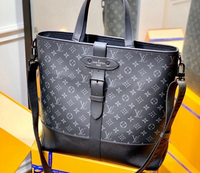 Louis Vuitton Saumur Tote Bag in Black Monogram Eclipse Canvas M45914 2022