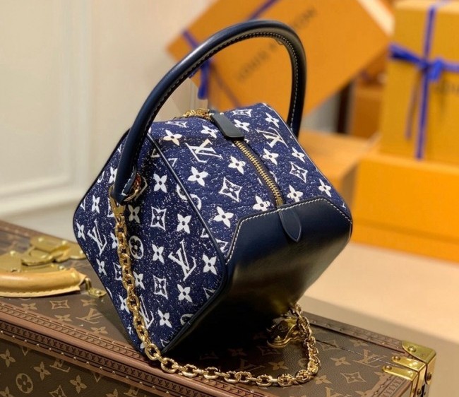 Louis Vuitton Square Mini Bag in Denim Jacquard Textile M59611 Dark Blue 2022