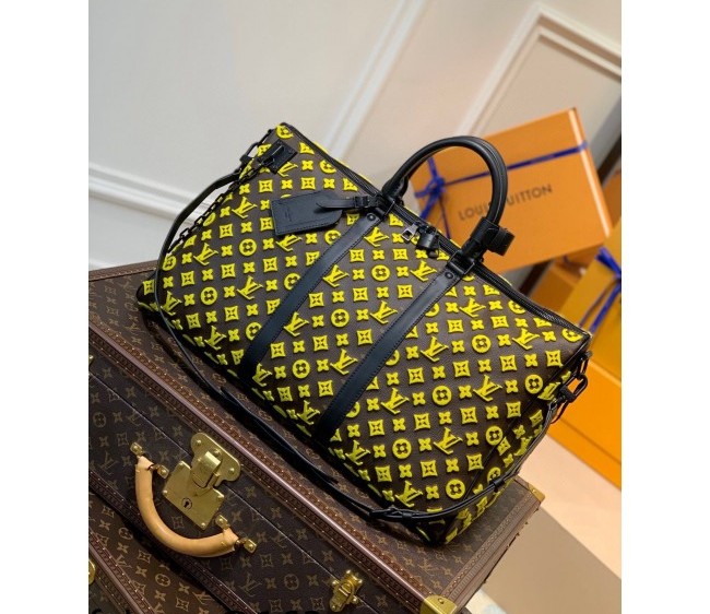 Louis Vuitton Keepall Triangle Bandouliere 50 Travel bag with Tuffetage Embroidery M45069 Yellow/Monogram Canvas 2022