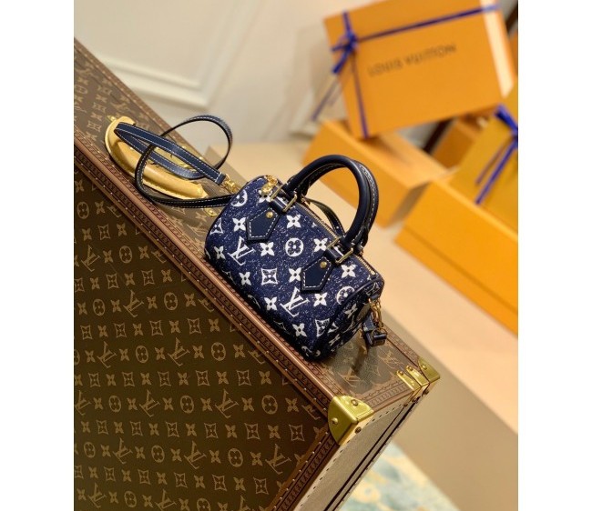 Louis Vuitton Nano Speedy Mini Bag in Monogram Jacquard Denim M81168 Blue 2022