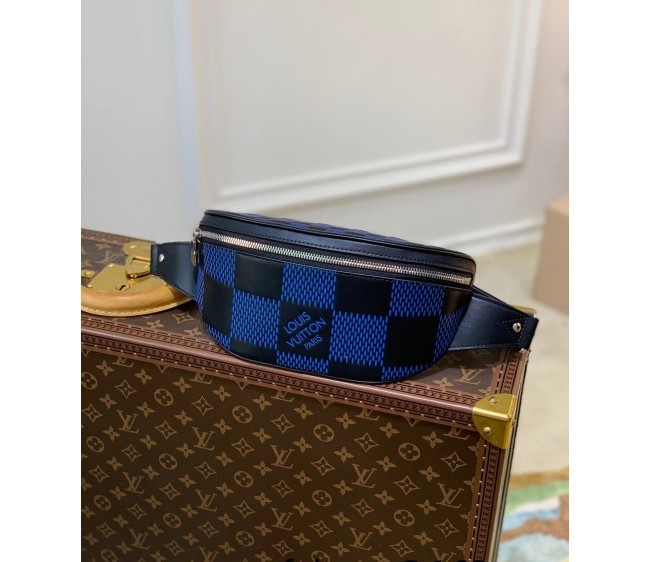 Louis Vuitton Campus Bumbag/Belt Bag in Damier Leather N50022 Navy Blue/Black 2022