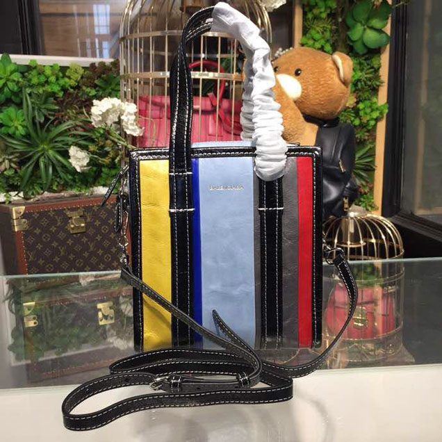 Balenciaga Bazar Shopping Tote Bag 18cm Spring Summer 2018 Collection Blue Yellow Red