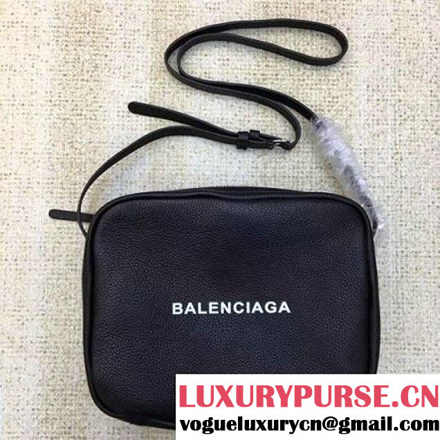 Balenciaga Everyday Logo Calfskin Medium Camera Bag Black 2017 (JM-7103001 )