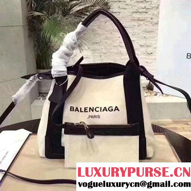 Balenciaga Denim Navy Cabas Mini Bag White/Black 2017 (JM-7111537 )