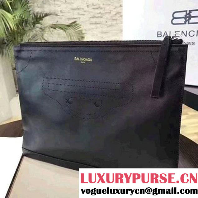 Balenciaga Leather Blackout Pouch Black 2017 (JM-7111610 )