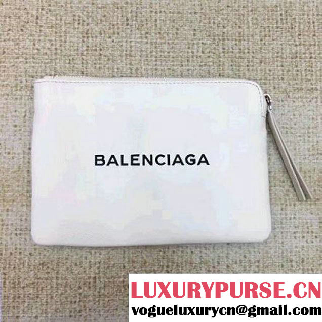 Balenciaga Grained Calfskin Mini Everyday Pouch White 2017 (JM-7111604 )