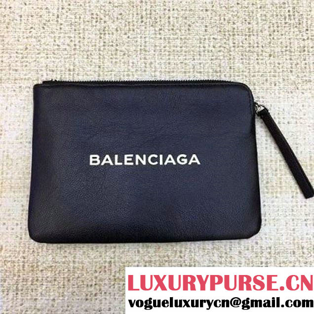 Balenciaga Grained Calfskin Mini Everyday Pouch Black 2017 (JM-7111603 )