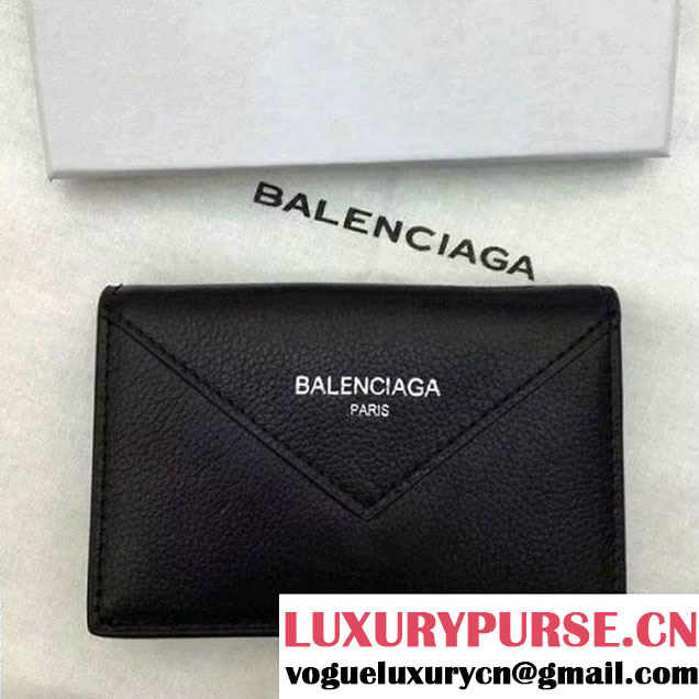 Balenciaga Grained Calfskin Everyday Card Holder Black 2017 (JM-7121309 )