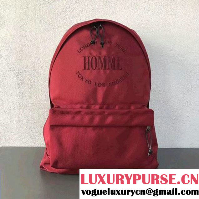 Balenciaga Explorer Nylon Backpack Embroidered "Homme" Red 2018 (2A055-8011104 )