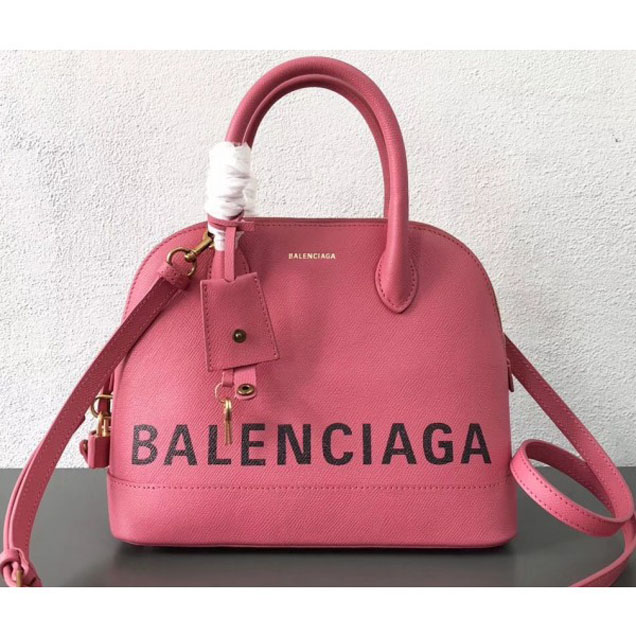 Balenciaga Front Logo Ville Top Handle Small Bag Pink 2018