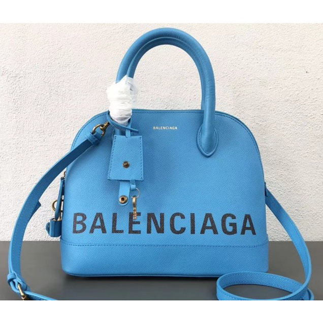 Balenciaga Front Logo Ville Top Handle Small Bag Sky Blue 2018