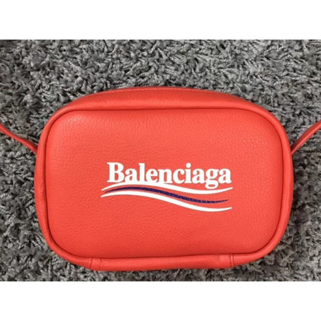 Balenciaga Political Campain Logo Calfskin Everyday Camera Small Bag Red 2018