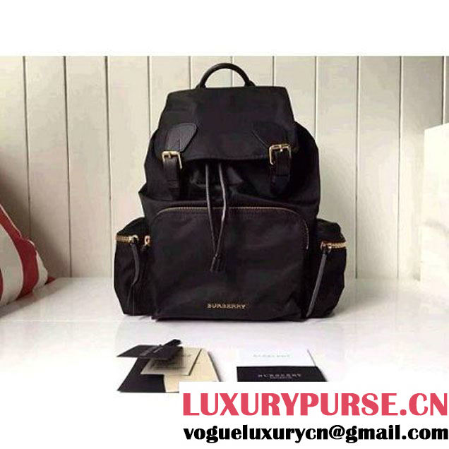 Burberry Large Rucksack In Technical Nylon And Leather Backpack Black (2A016-6062735 )