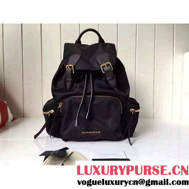 Burberry Medium Rucksack In Technical Nylon And Leather Backpack Black (2A016-6062801 )