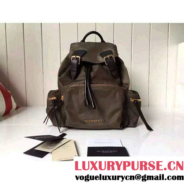 Burberry Medium Rucksack In Technical Nylon And Leather Backpack Stone (2A016-6062804 )