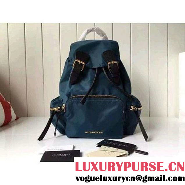 Burberry Medium Rucksack In Technical Nylon And Leather Backpack Indigo (2A016-6062807 )