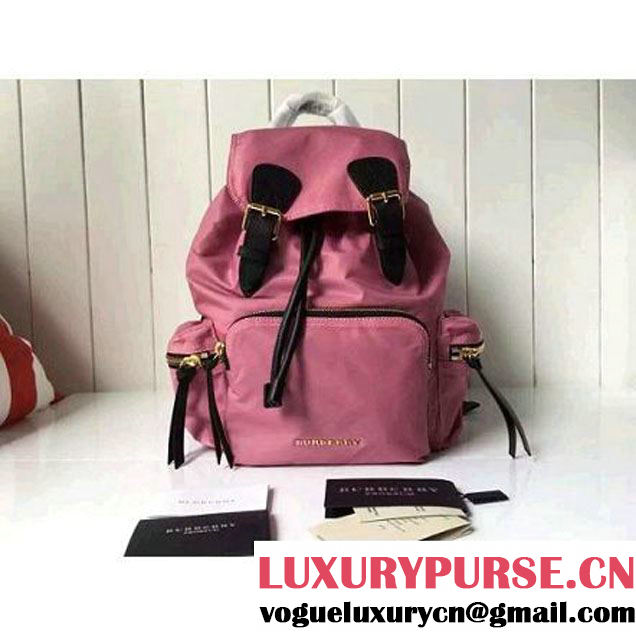 Burberry Medium Rucksack In Technical Nylon And Leather Backpack Pink (2A016-6062809 )