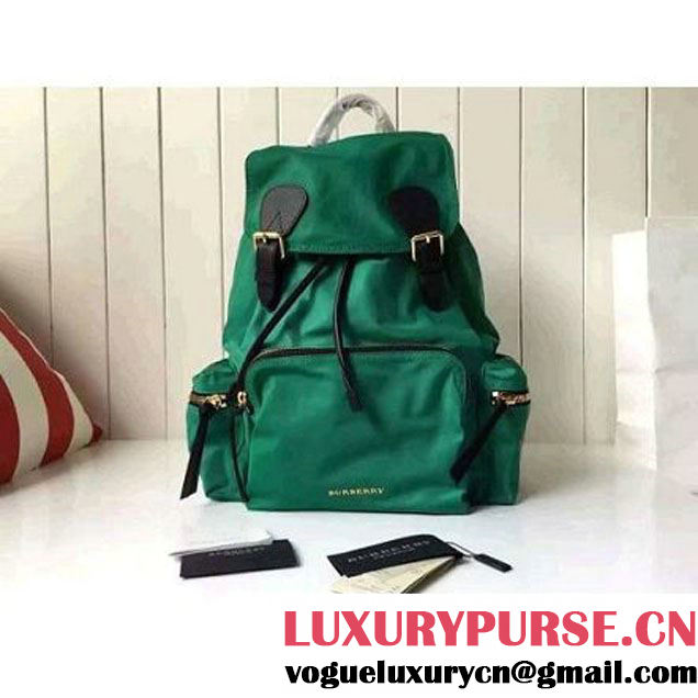 Bur. Large Rucksack In Technical Nylon And Leather Backpack Green (2A016-6062815 )