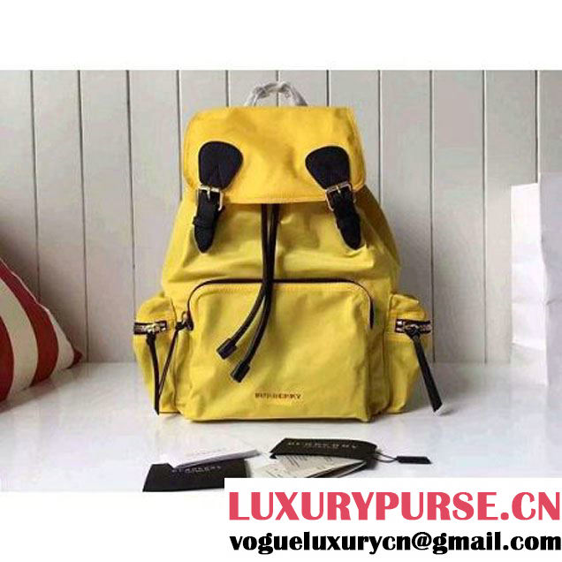 Bur. Large Rucksack In Technical Nylon And Leather Backpack Yellow (2A016-6062816 )