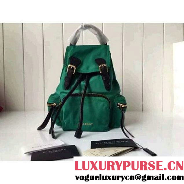 Bur. Small Rucksack In Technical Nylon And Leather Backpack Green (2A016-6062821 )