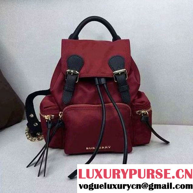 Burberry Small Rucksack In Technical Nylon And Leather Red (TF-6031701 )