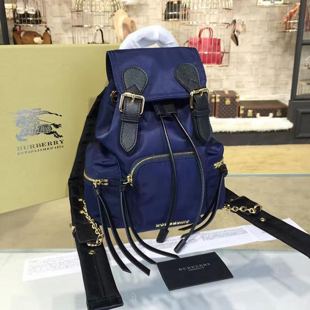 Burberry Rucksack Small Backpack Technical Nylon and Leather Fall Winter 2016 Collection Navy Blue