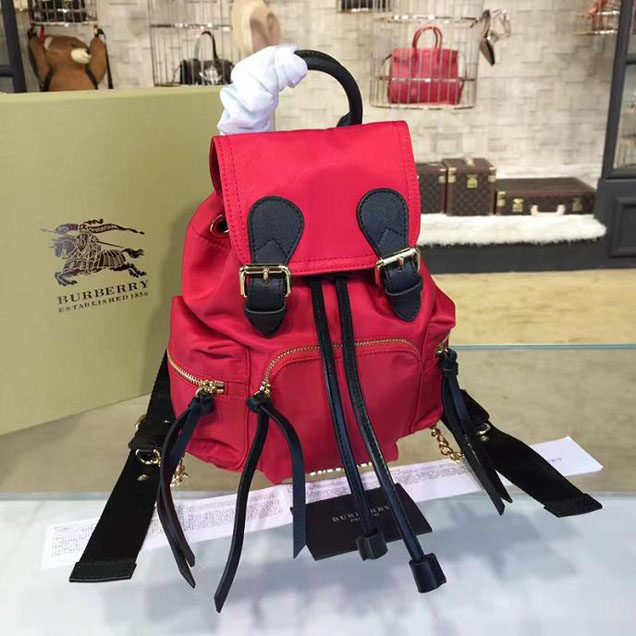 Burberry Rucksack Small Backpack Technical Nylon and Leather Fall Winter 2016 Collection Red