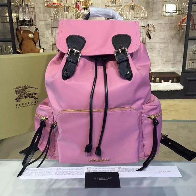 Burberry Rucksack Large Backpack Technical Nylon and Leather Fall Winter 2016 Collection Light Pink