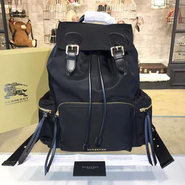 Burberry Rucksack Large Backpack Technical Nylon and Leather Fall Winter 2016 Collection Black