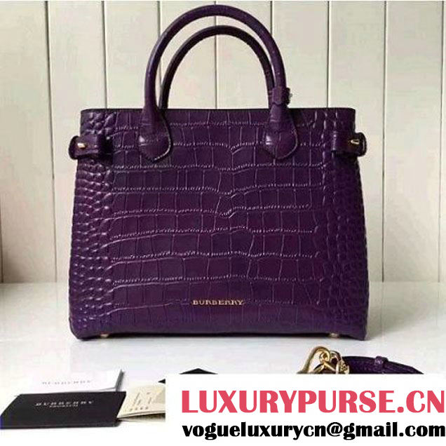 Bur 39621831 Calfskin Croco Pattern Medium Banner Bag Purple 2016 (2A016-6060601 )