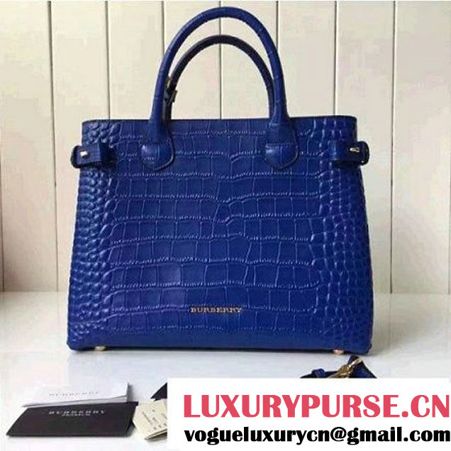 Bur 39621831 Calfskin Croco Pattern Medium Banner Bag Blue 2016 (2A016-6060603 )