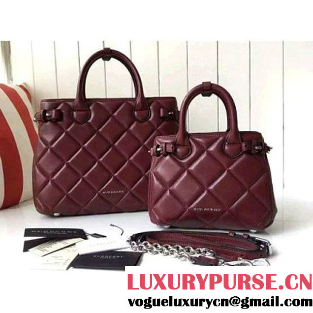 Burberry Baby/Medium Banner Bag In Burgundy Quilted Lambskin 2016 (2A016-6070705 )