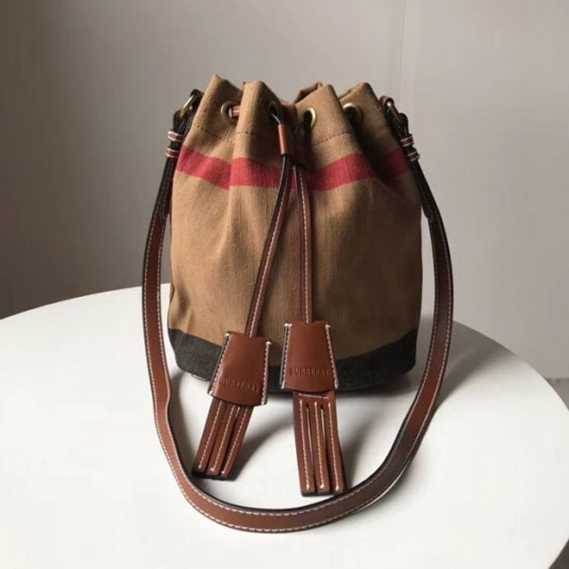 Bru.House Check and Leather Bucket Bag Brown 2018 Collection