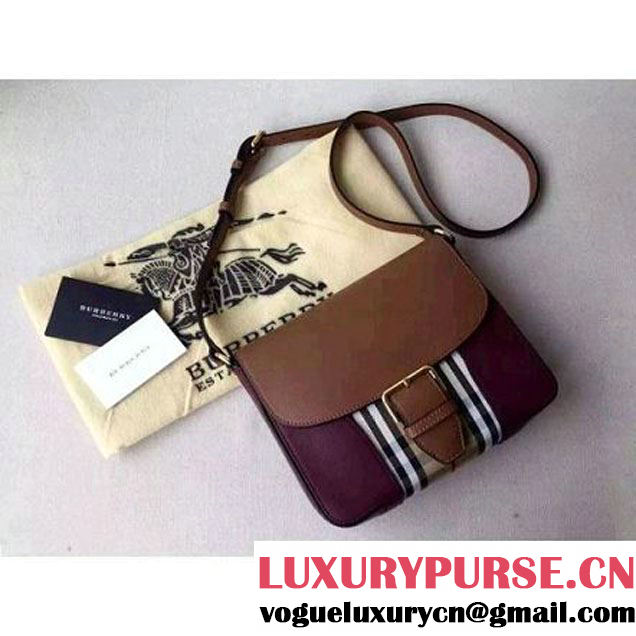 Burberry Calfskin And Horseferry Cross Body Bag In Brown/Burgundy (2A016-6030417 )