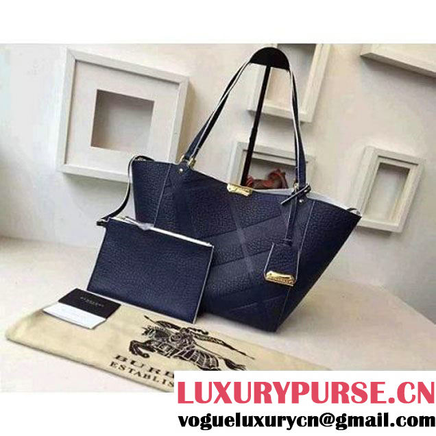 Burberry 39711211 The Small Canter In Bonded Leather Tote In Blue Carbon (2A016-080524 )