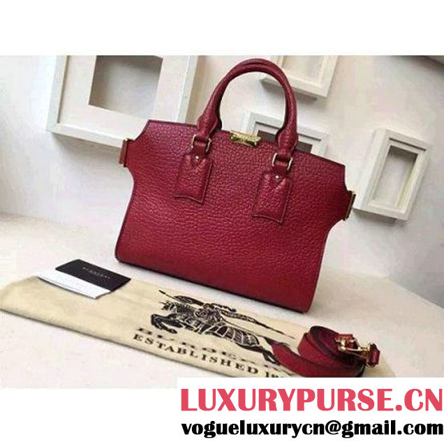 Burberry 39728811 Medium Signature Grain Leather Tote Bag In Burgundy (2A016-080530 )