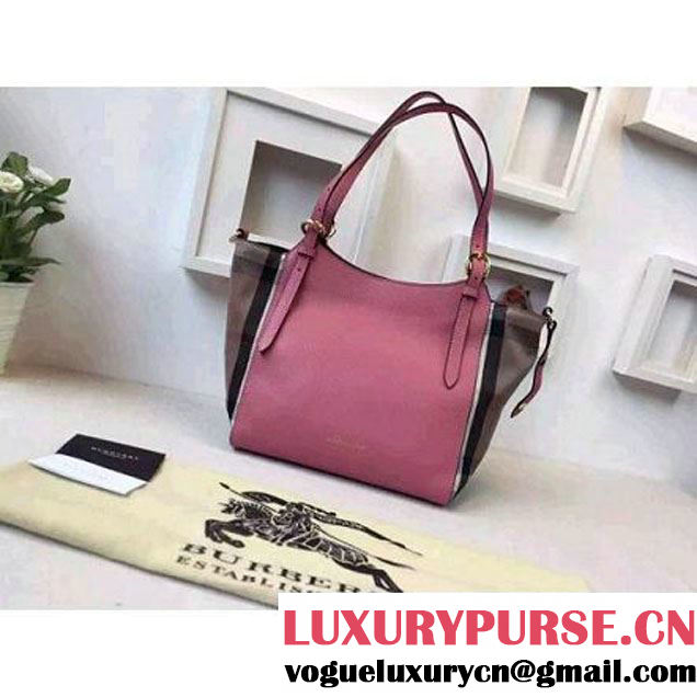 Burberry 39826671 Small Canter In Mauve PinkLeather And House Check 2015 (2A016-091701 )