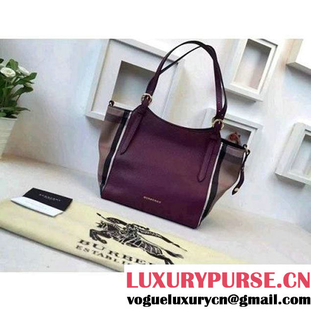 Burberry 39630291 Small Canter In Mahogany Red Leather And House Check 2015 (2A016-091703 )