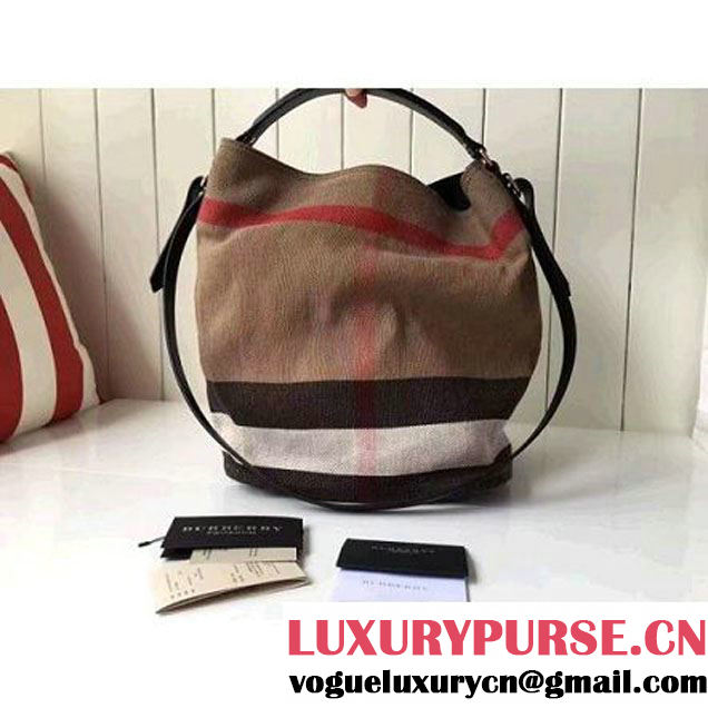 Burberry Medium Ashby Bag In Overdyed Canvas Check and Leather 40125591 Brown (2A016-6072205 )