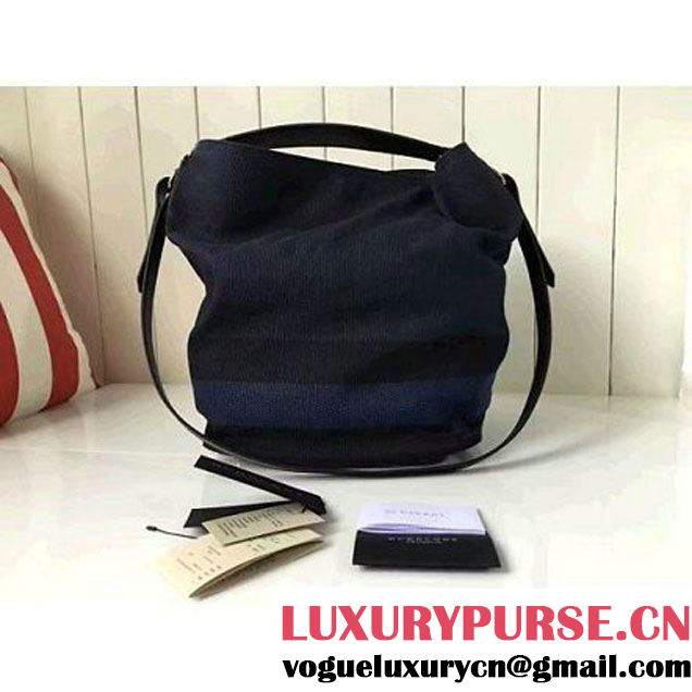 Burberry Medium Ashby Bag In Overdyed Canvas Check and Leather 40125591 Blue (2A016-6072206 )