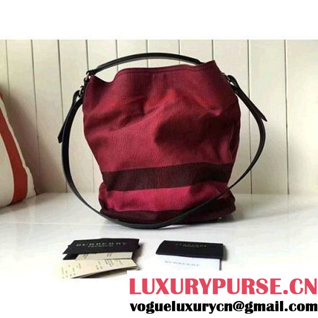 Burberry Medium Ashby Bag In Overdyed Canvas Check and Leather 40125591 Red (2A016-6072207 )