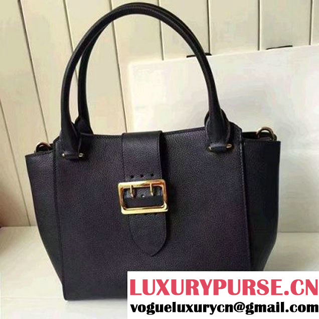 Burberry Medium Buckle Tote In Grainy Leather Deep Blue 2016 (2A016-6082708 )