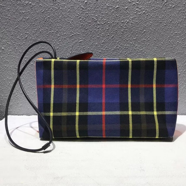 Burberry Tartan Cotton Clutch Orange/Blue 2018 Collection