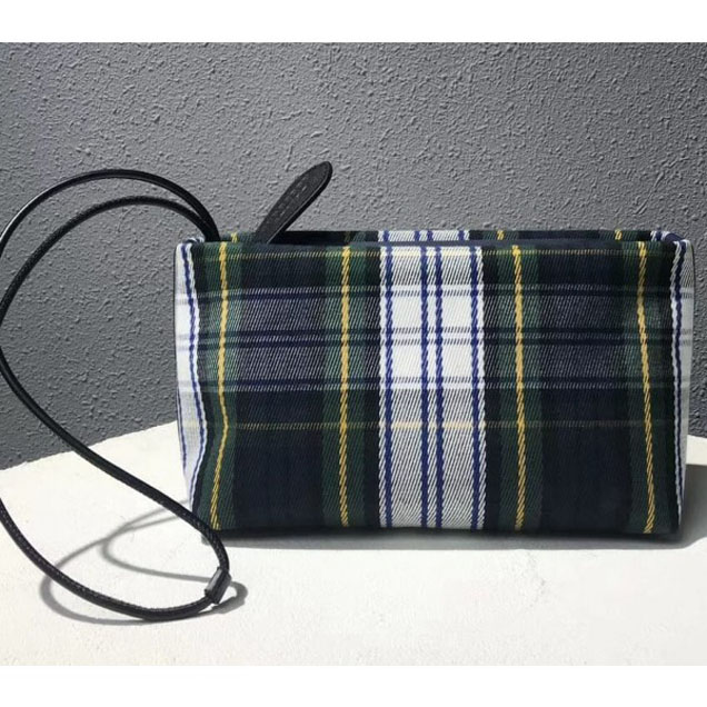 Burberry Tartan Cotton Clutch White/Blue/Green 2018 Collection