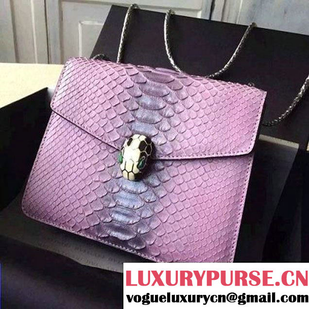 Bvlgari Samll Purple Python Leather Serpenti Forever Flap Cover Bag 20cm (BGJ-121107 )