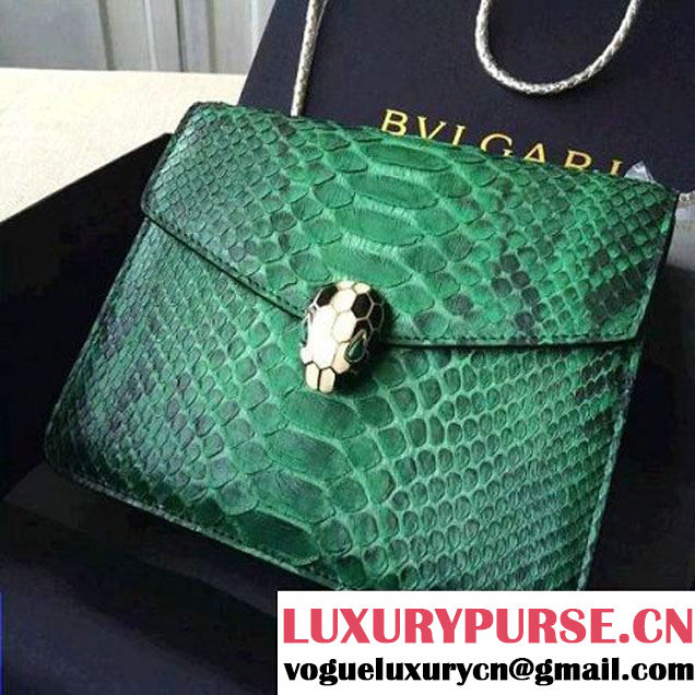 Bvlgari Samll Green Python Leather Serpenti Forever Flap Cover Bag 20cm (BGJ-121110 )