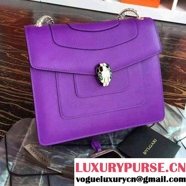 Bvlgari Purple Calf Leather Serpenti Forever Flap Cover Bag 25cm (BGJ-121203 )